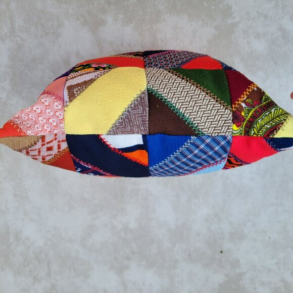 Vintage Crazy Patchwork Throw Pillow 14x14 Polyester Handmade Quilted Embroidery - Picture 13 of 16